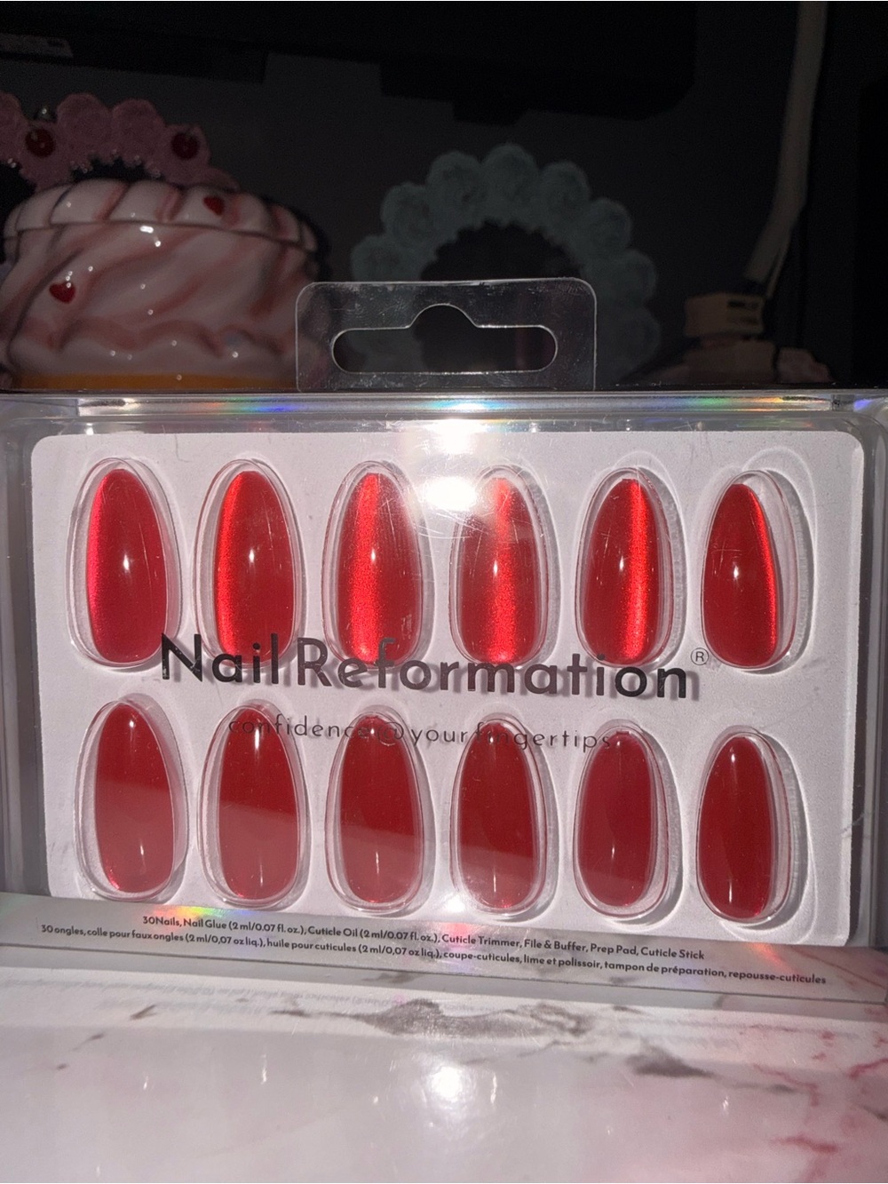 Nail Reformation Red Reflective Press On Nails